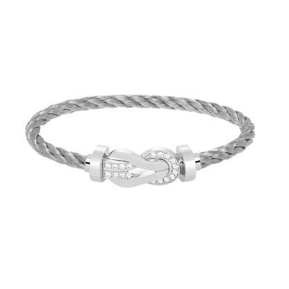 [Eterna Jewels]CHANCE LARGE 8 FIGURE BUCKLE HALF DIAMOND BRACELET SILVER