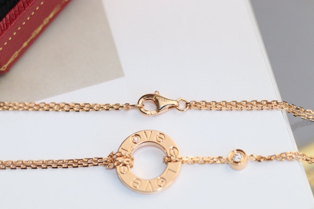 [Eterna Jewels]LOVE NECKLACE ADJUSTABLE ROSE GOLD 2 DIAMOND