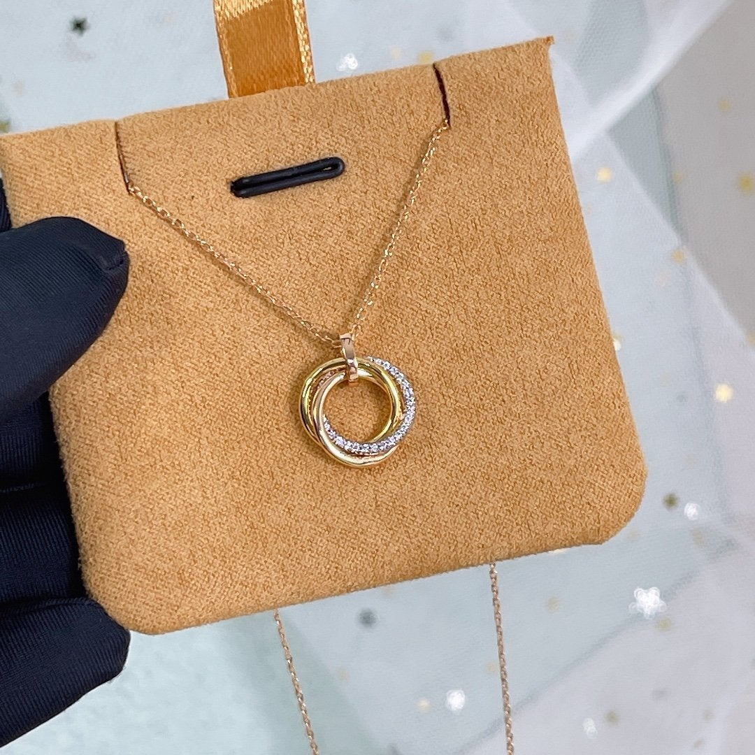 [Eterna Jewels]TRINITY NECKLACE SILVER GOLD PINK GOLD DIAMONDS
