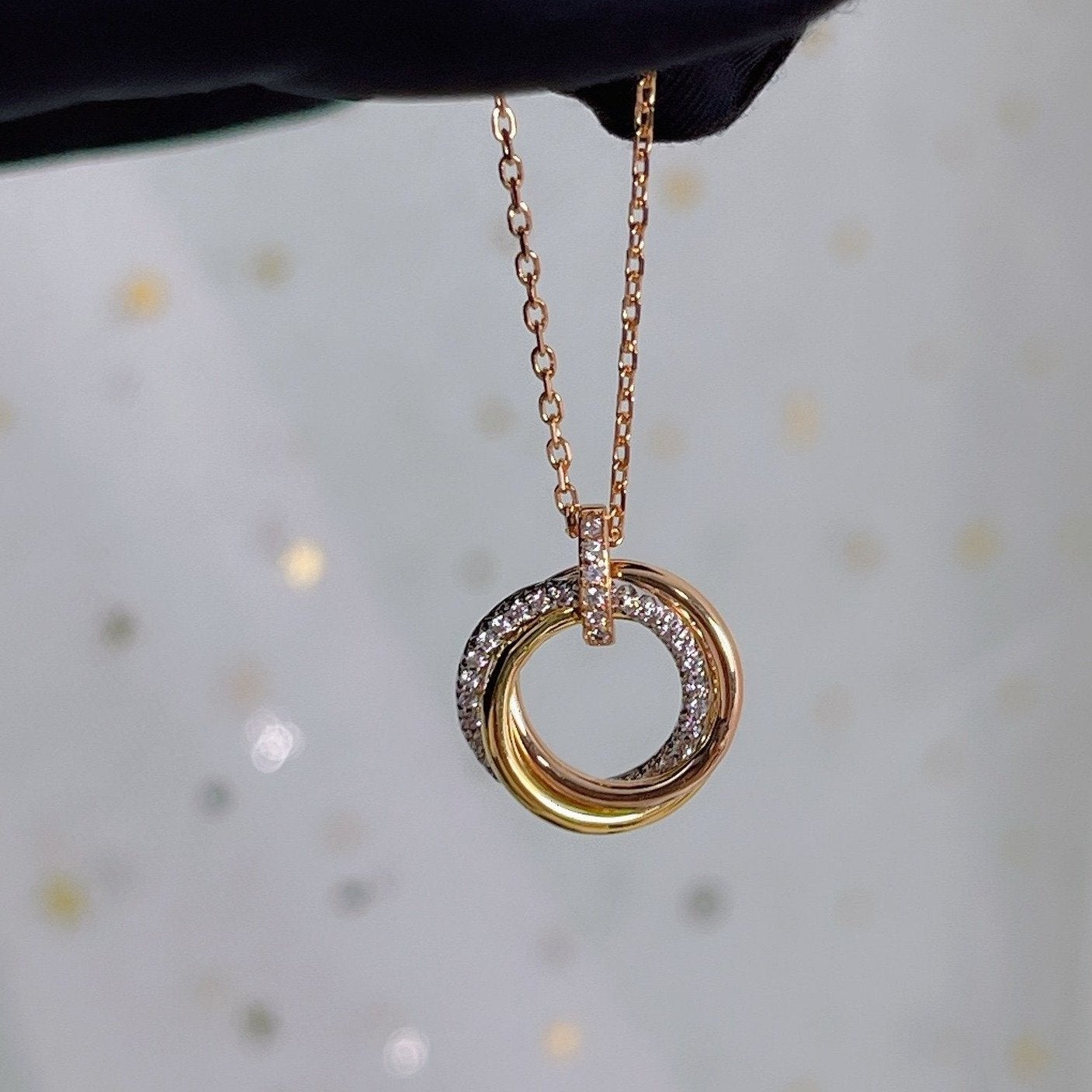 [Eterna Jewels]TRINITY NECKLACE SILVER GOLD PINK GOLD DIAMONDS