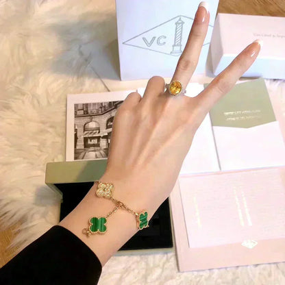 [Eterna Jewels] CLOVER 5 MOTIF MALACHITE BRACELET COLLECTION