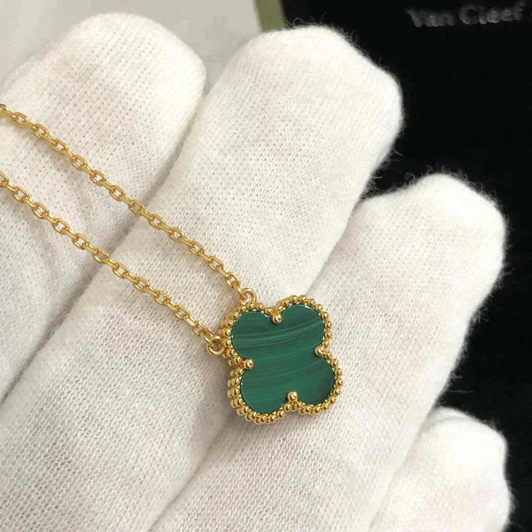 [Eterna Jewels]CLOVER 15MM MALACHITE SINGLE FLOWER  NECKLACE