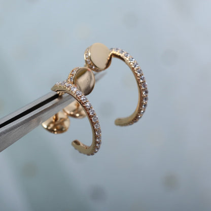 [Eterna Jewels]JUSTE EARRINGS 12.75MM PINK GOLD DIAMOND