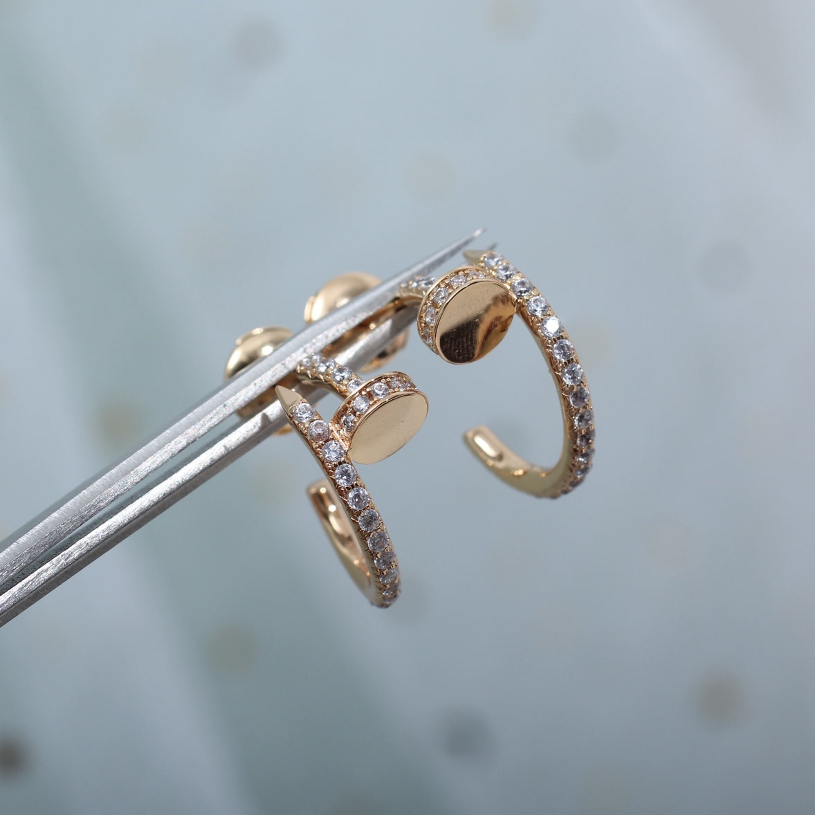 [Eterna Jewels]JUSTE EARRINGS 12.75MM PINK GOLD DIAMOND