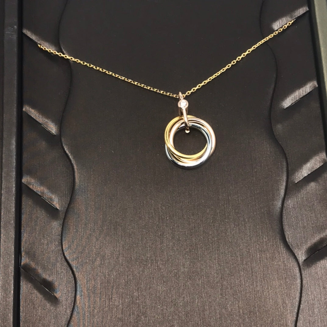 [Eterna Jewels]TRINITY SILVER GOLD PINK GOLD NECKLACE