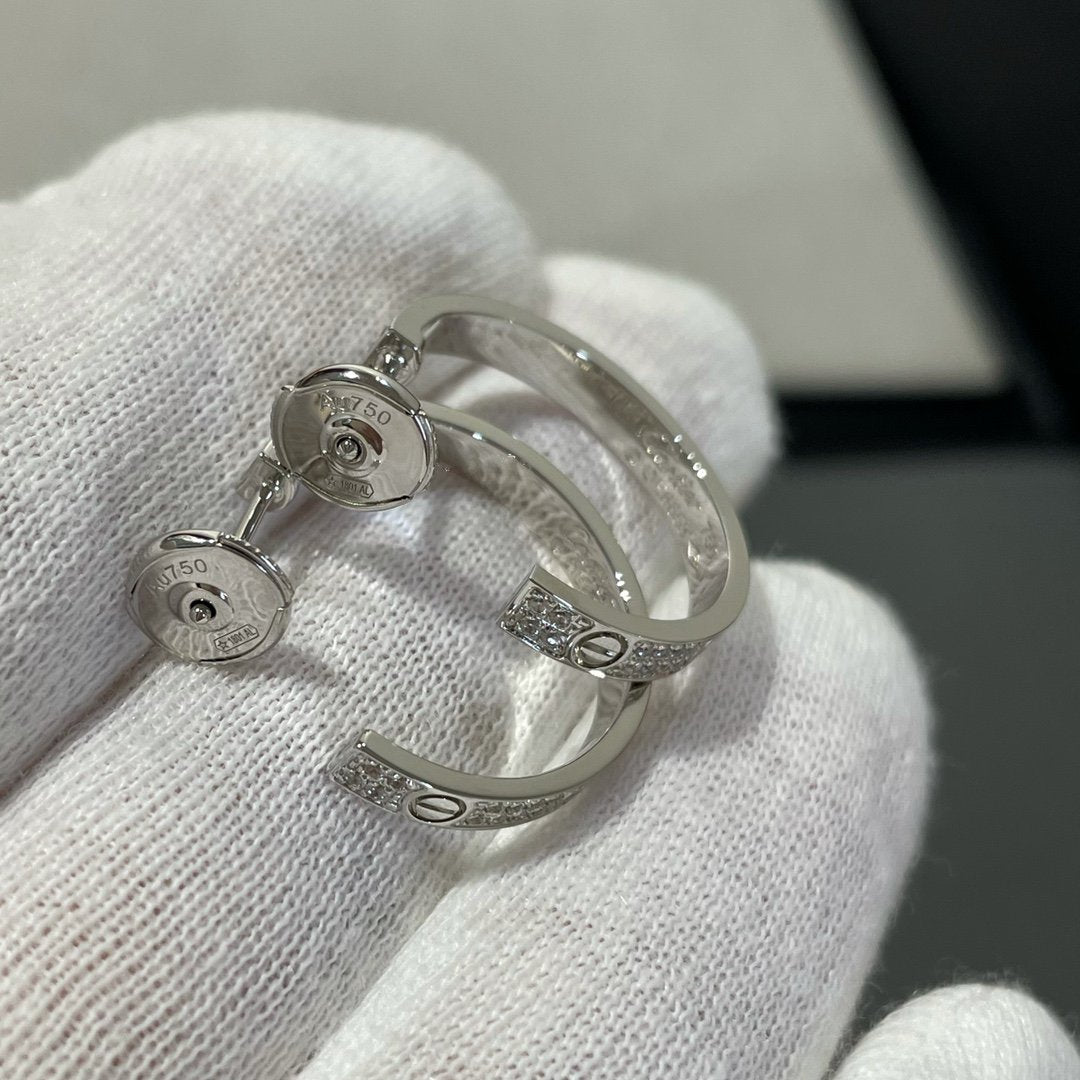 [Eterna Jewels]LOVE DIAMOND SILVER HOOP EARRINGS