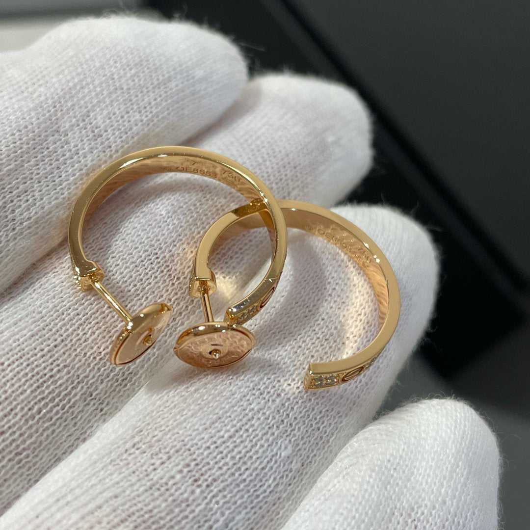 [Eterna Jewels]LOVE DIAMOND PINK GOLD HOOP EARRINGS