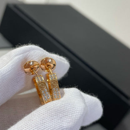 [Eterna Jewels]LOVE DIAMOND PINK GOLD HOOP EARRINGS