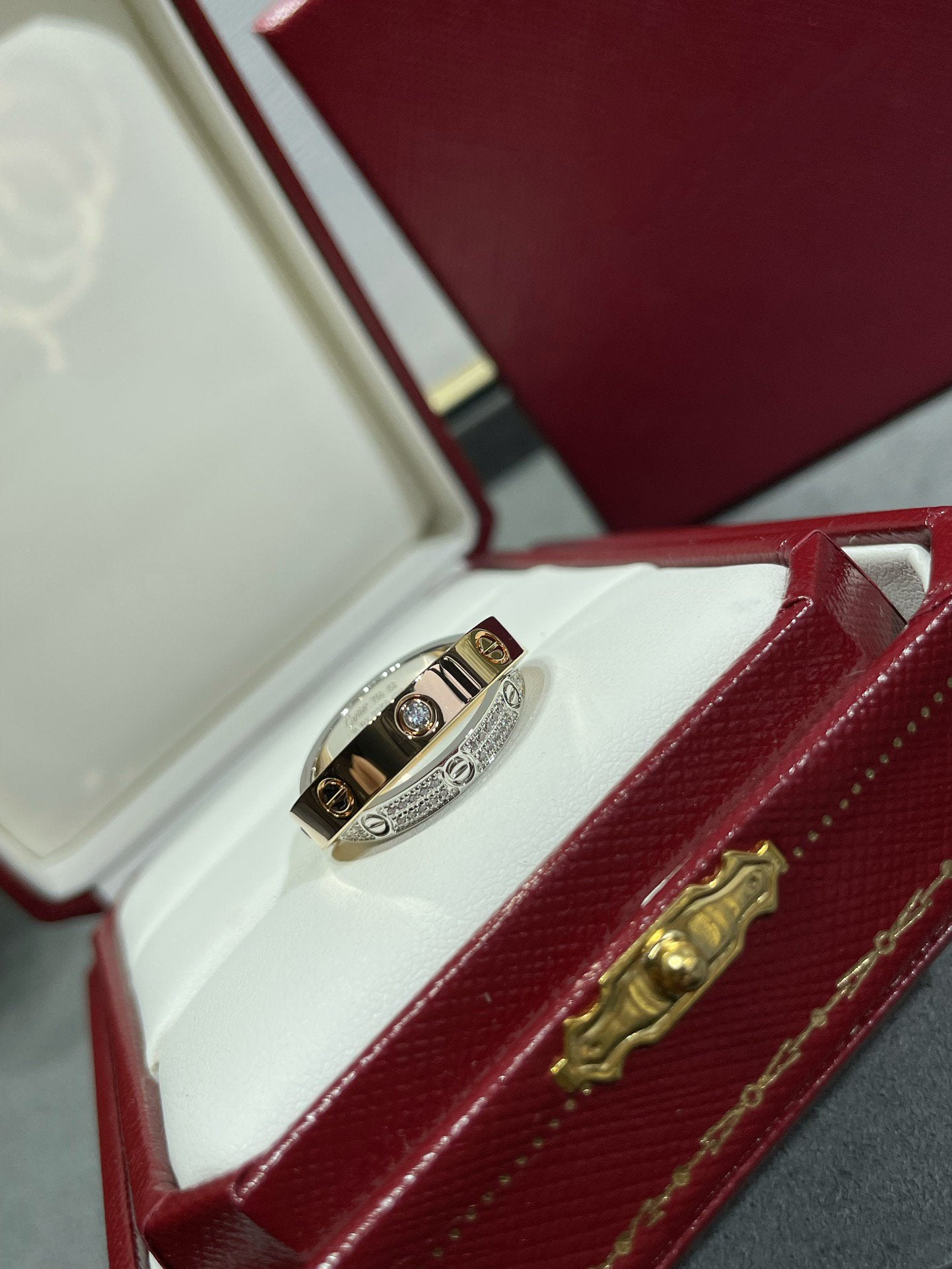 [Eterna Jewels]LOVE PINK GOLD SILVER DIAMOND DOUBLE RING