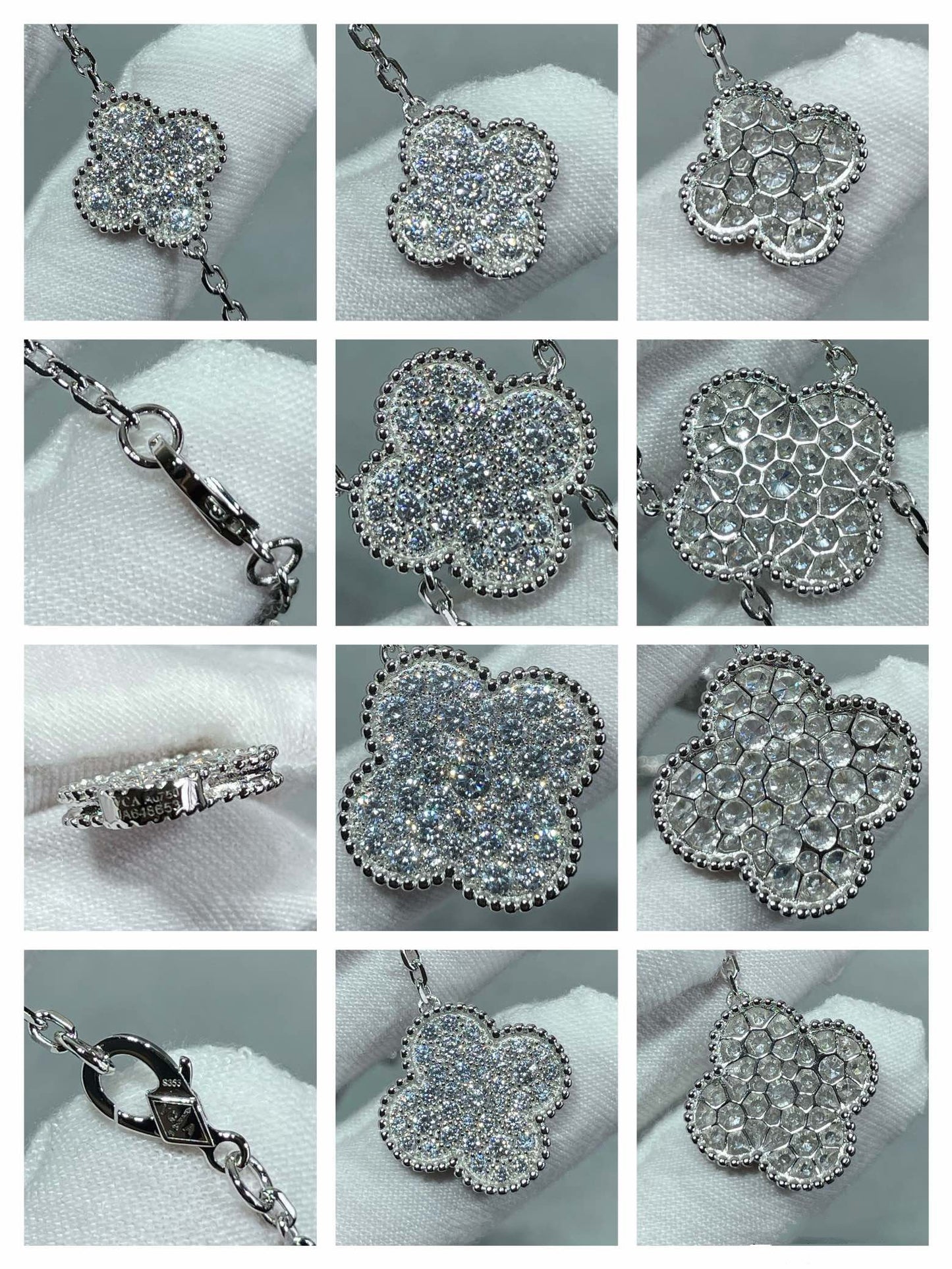 [Eterna Jewels]CLOVER 6 MOTIF DIAMOND PAVED NECKLACE