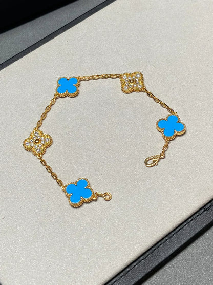 [Eterna Jewels] CLOVER 5 MOTIF BLUE AGATE BRACELET COLLECTION