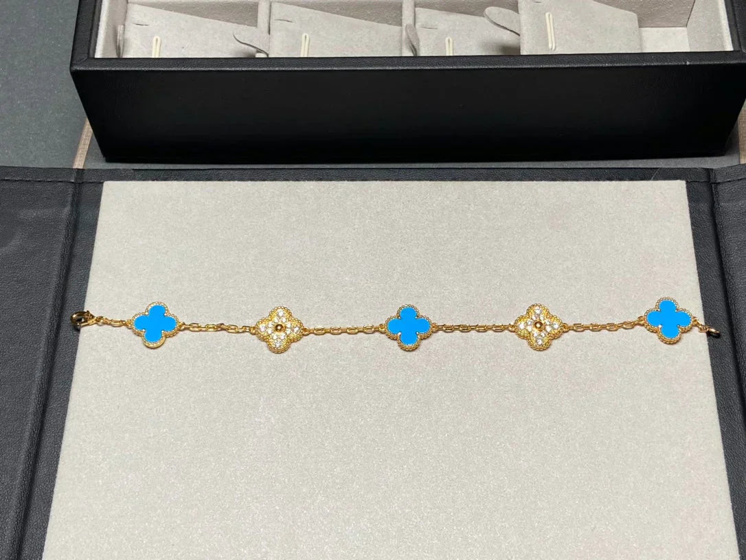 [Eterna Jewels] CLOVER 5 MOTIF BLUE AGATE BRACELET COLLECTION