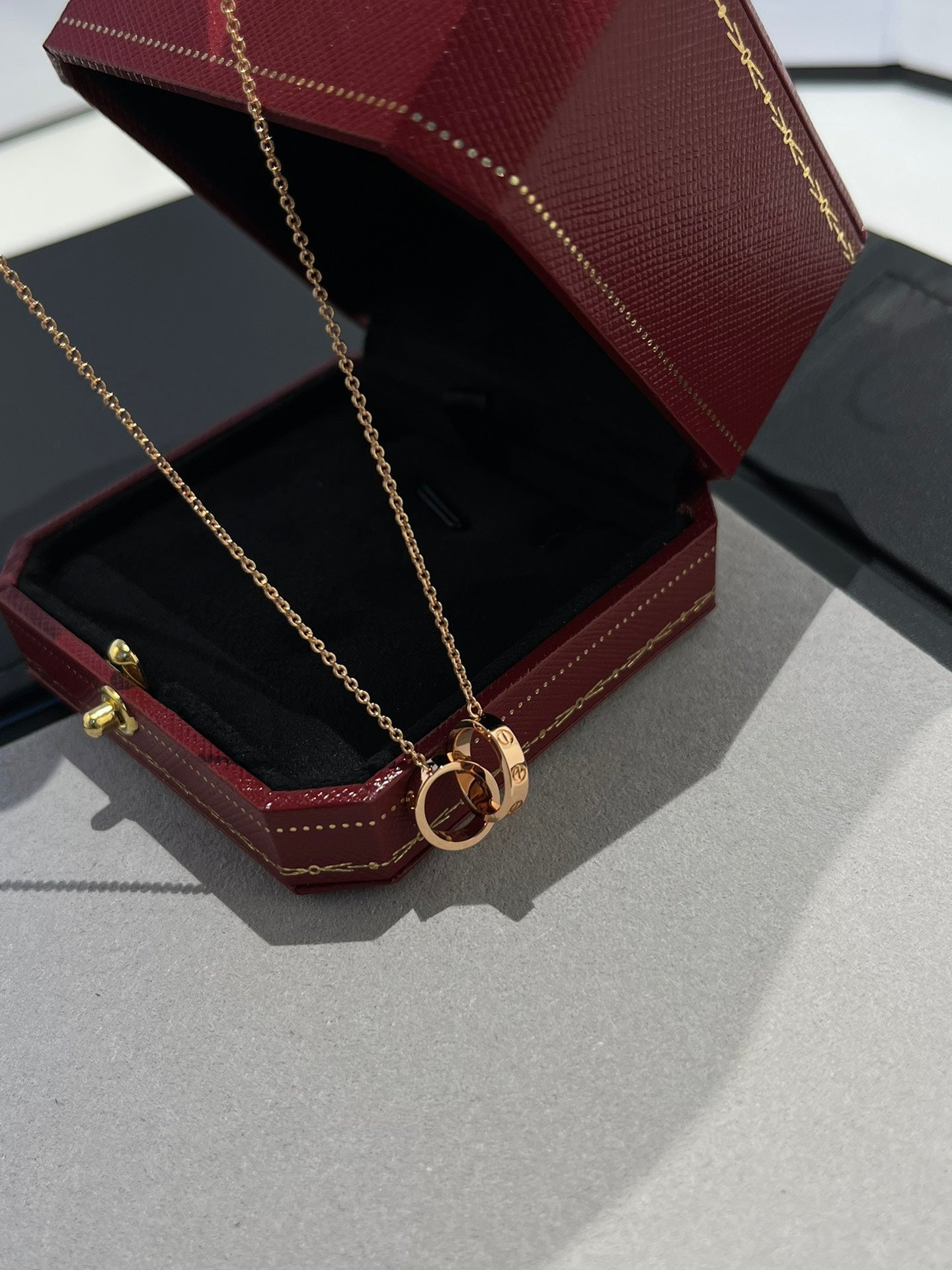 [Eterna Jewels]LOVE NECKLACE DOUBLE RING PINK GOLD
