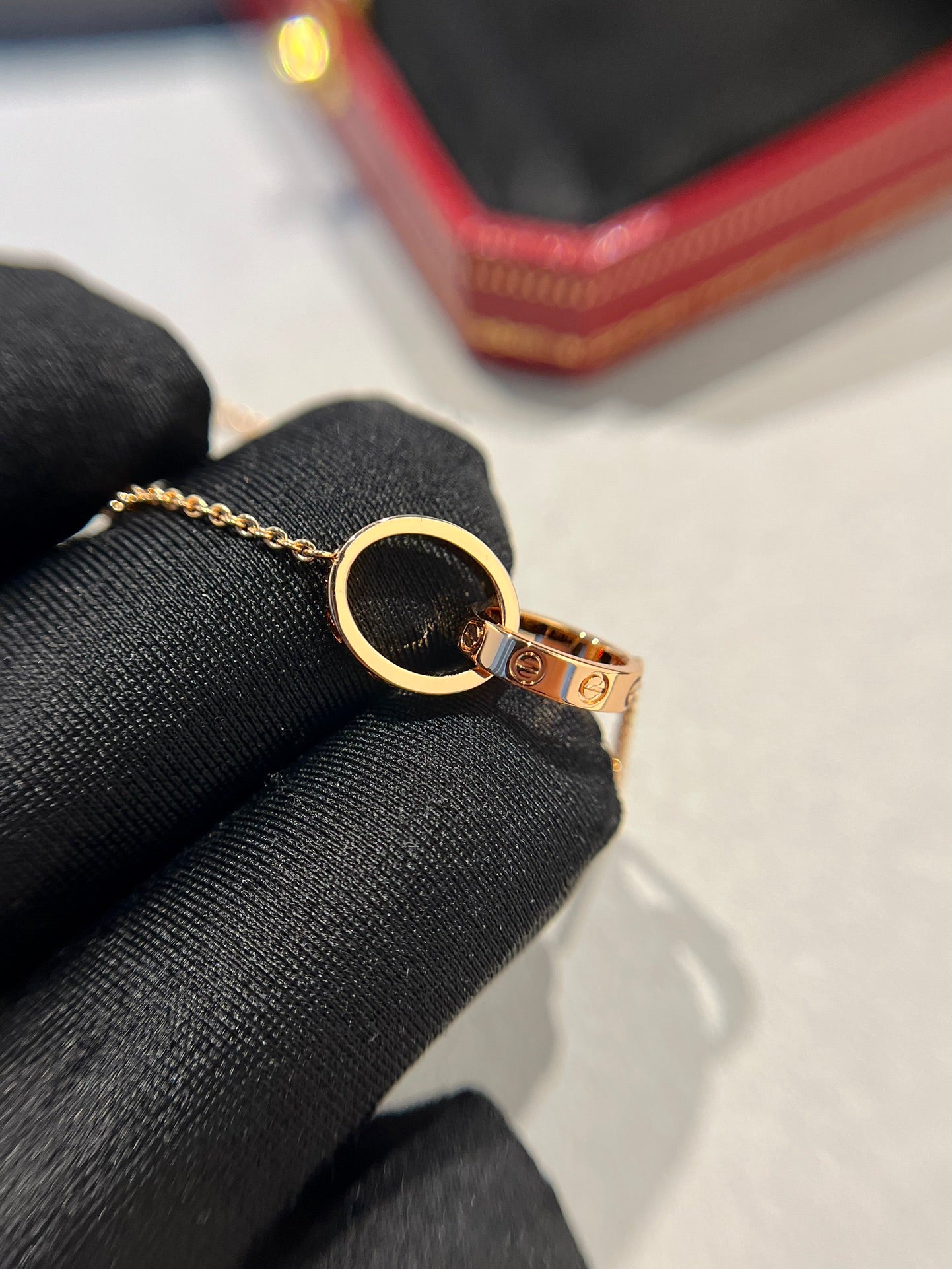 [Eterna Jewels]LOVE NECKLACE DOUBLE RING PINK GOLD