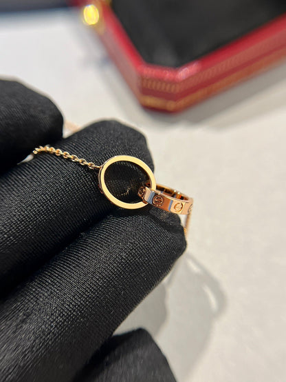 [Eterna Jewels]LOVE NECKLACE DOUBLE RING PINK GOLD