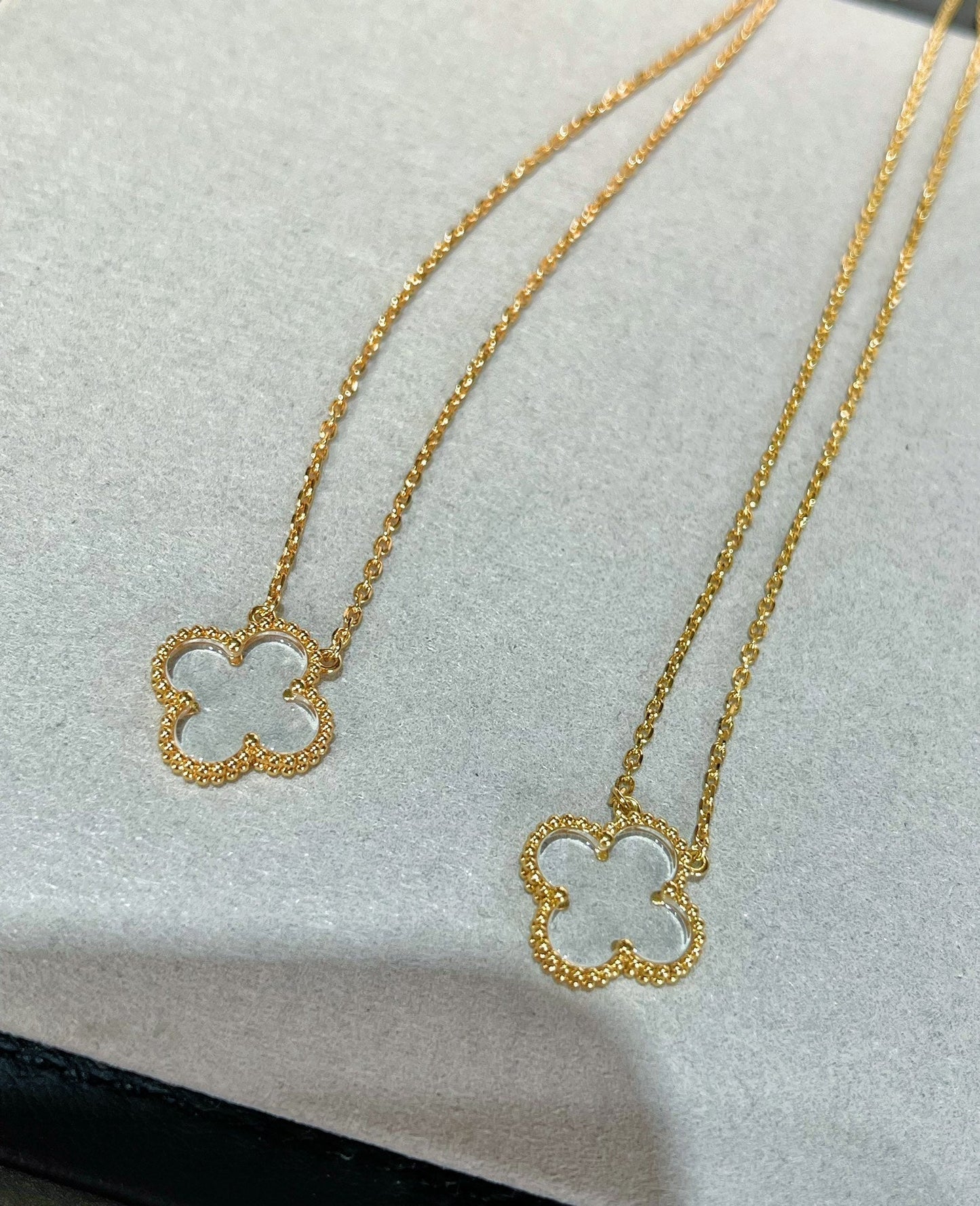 [Eterna Jewels]CLOVER ROCK CRYSTAL ROSE GOLD NECKLACE