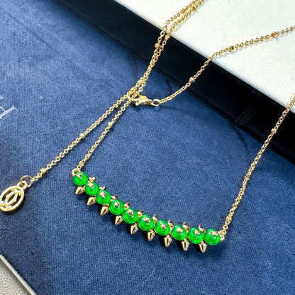 [Eterna Jewels]New Arrival: Green Bead Rivet Necklace
