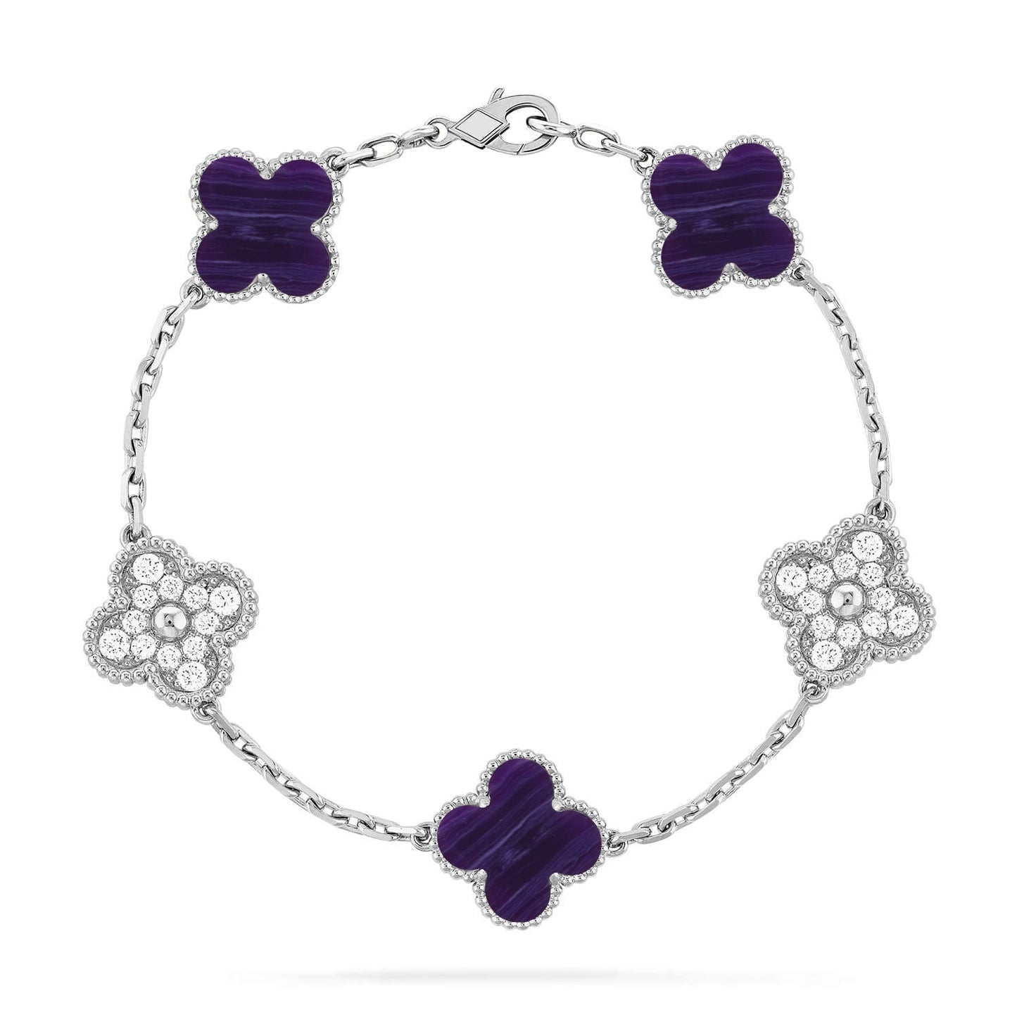 [Eterna Jewels]CLOVER 5 MOTIF PURPLE STRIPES BRACELET COLLECTION