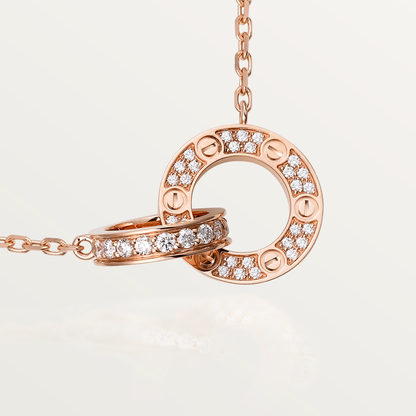 [Eterna Jewels]LOVE 7.6MM NECKLACE ROSE GOLD AND SILVER  FULL DIAMOND