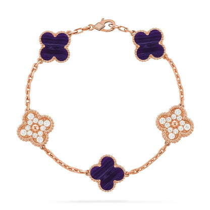 [Eterna Jewels]CLOVER 5 MOTIF PURPLE STRIPES BRACELET COLLECTION