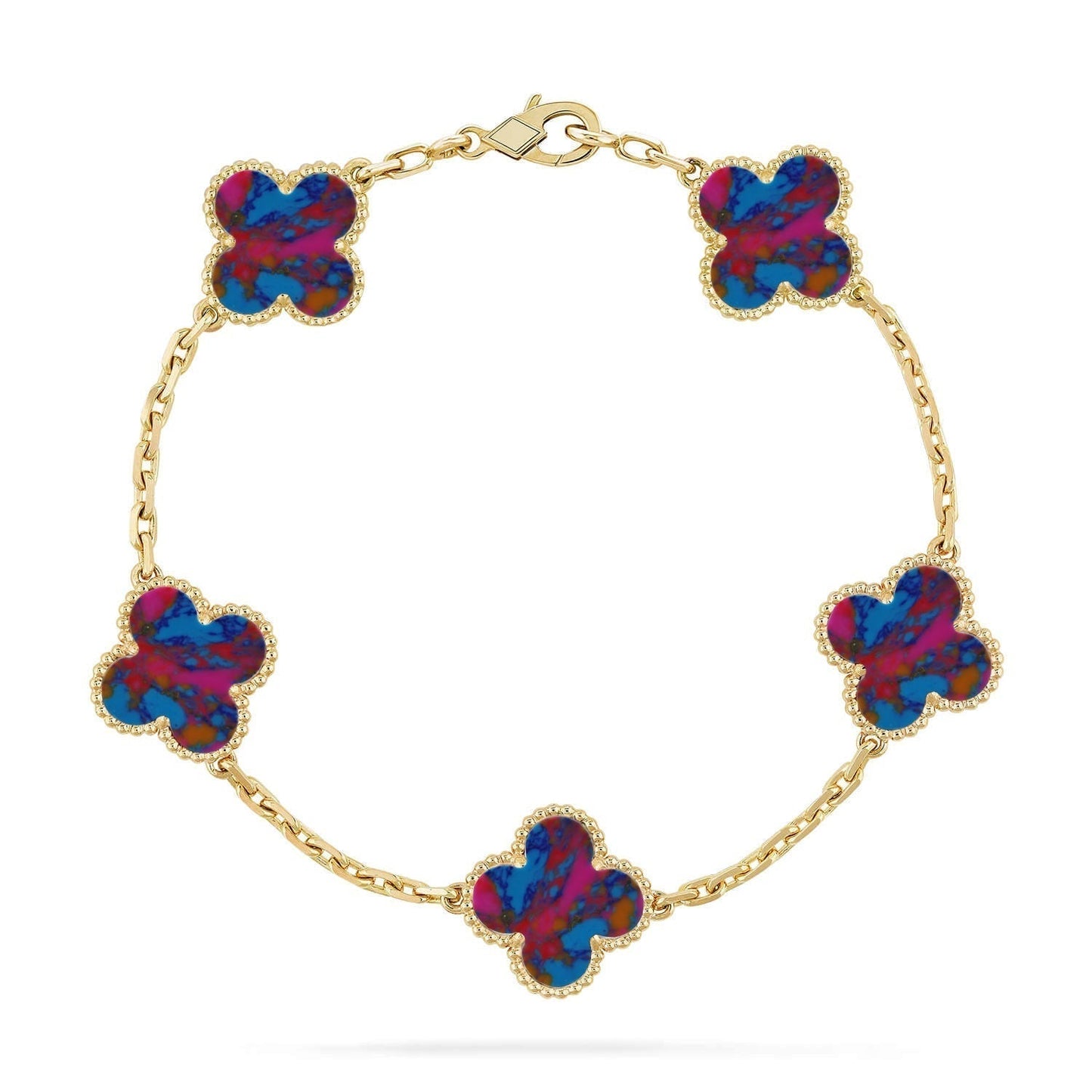 [Eterna Jewels]CLOVER 5 MOTIF COLOR GEMSTONES BRACELET COLLECTION
