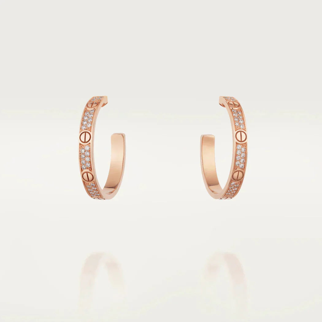 [Eterna Jewels]LOVE DIAMOND PINK GOLD HOOP EARRINGS