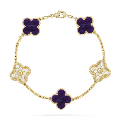 [Eterna Jewels]CLOVER 5 MOTIF PURPLE STRIPES BRACELET COLLECTION