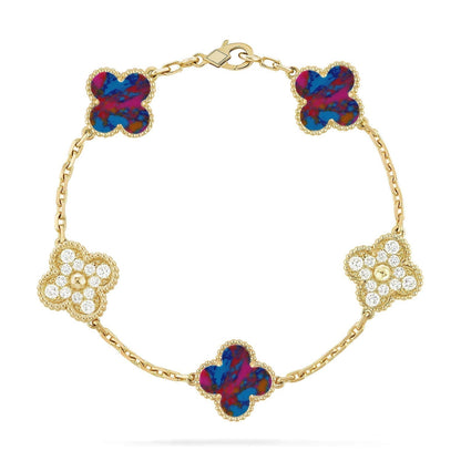 [Eterna Jewels]CLOVER 5 MOTIF COLOR GEMSTONES BRACELET COLLECTION