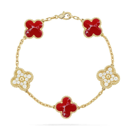 [Eterna Jewels]CLOVER 5 MOTIF RED PATTERN BRACELET COLLECTION