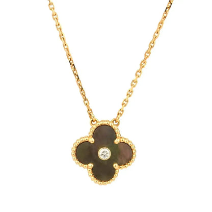 [Eterna Jewels]CLOVER 15MM DIAMOND AND MOTHER-OF-GREY NECKLACE