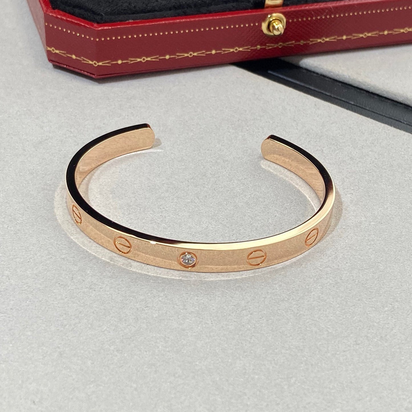 [Eterna Jewels]LOVE BRACELET 6.1MM 1 DIAMOND OPEN CUFF