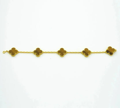 [Eterna Jewels] CLOVER 5 MOTIFS TIGER EYE BRACELET COLLECTION