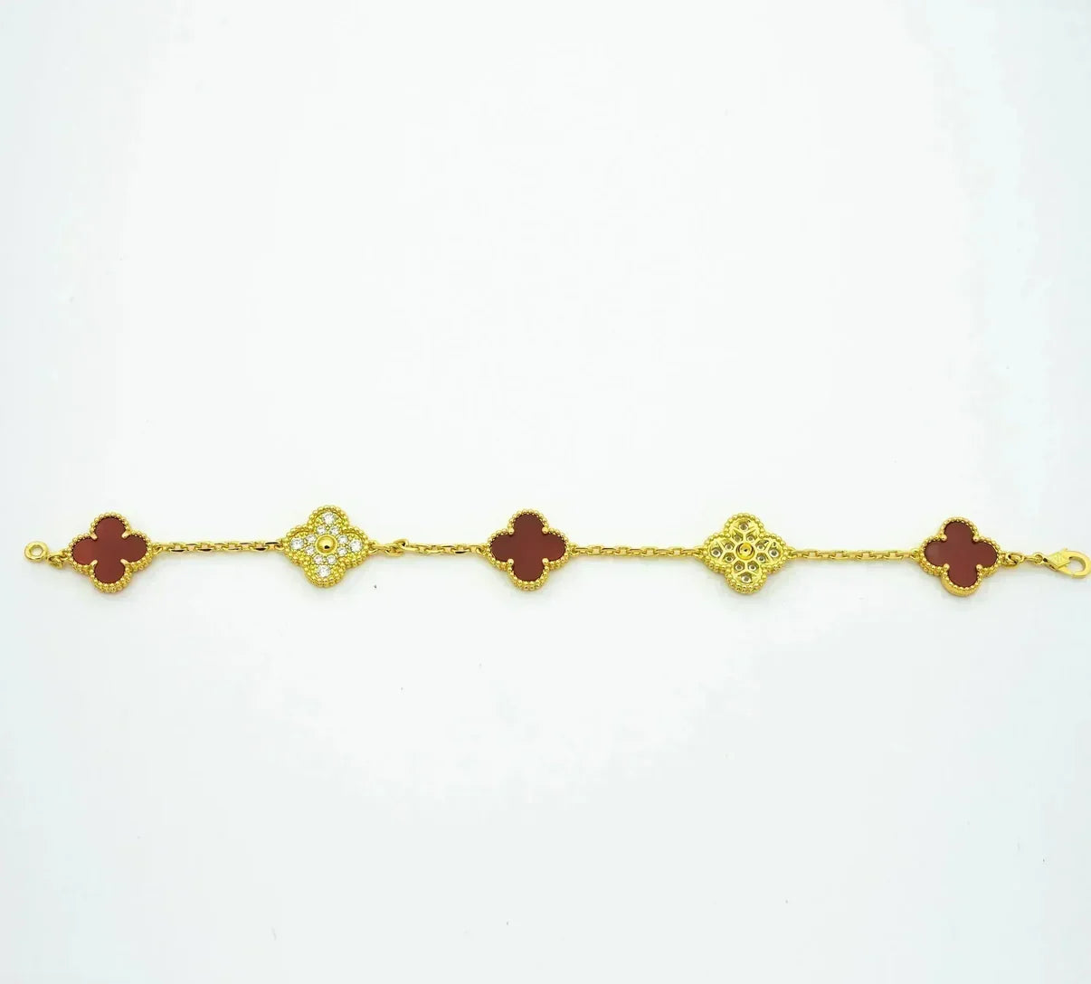 [Eterna Jewels] CLOVER 5 MOTIF RED CORNELIAN BRACELET COLLECTION