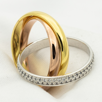 [Eterna Jewels Jewelry]TRINITY RING GOLD PINK GOLD SILVER DIAMONDS