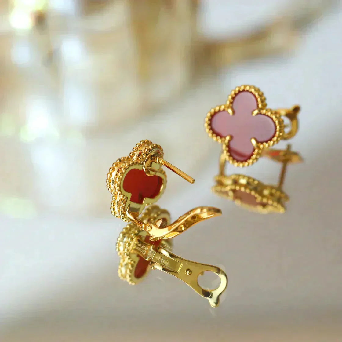 [Eterna Jewels]CLOVER MEDIUM 1 MOTIFS CARNELIAN  EARRINGS