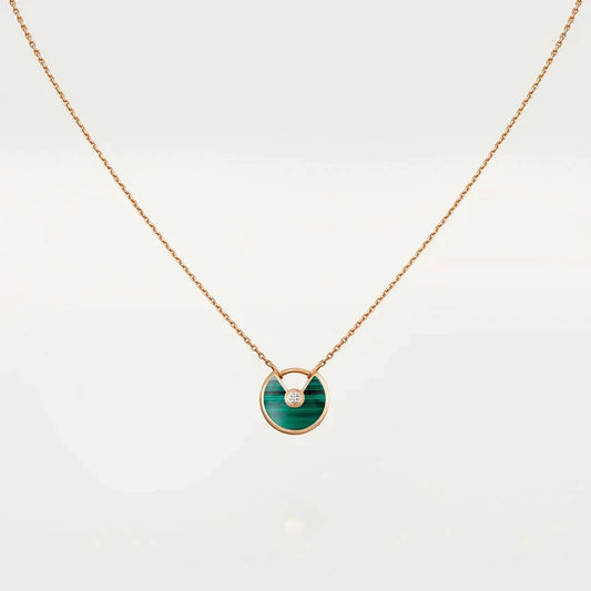 [Eterna Jewels]AMULETTE ROSE GOLD MALACHITE NECKLACE