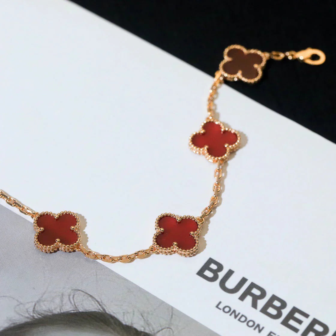 [Eterna Jewels] CLOVER 5 MOTIF RED CORNELIAN BRACELET COLLECTION