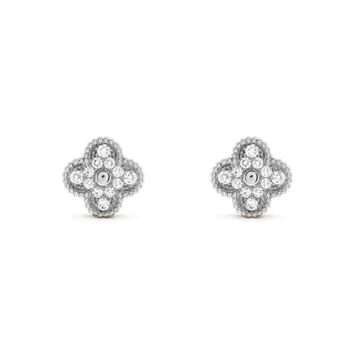 [Eterna Jewels]CLOVER 1 MOTIFS DIAMOND STUD EARRINGS SILVER