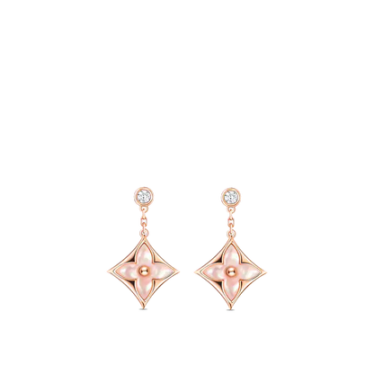 [Eterna Jewels]DOUBLE STAR PINK GOLD MOP DROP EARRINGS