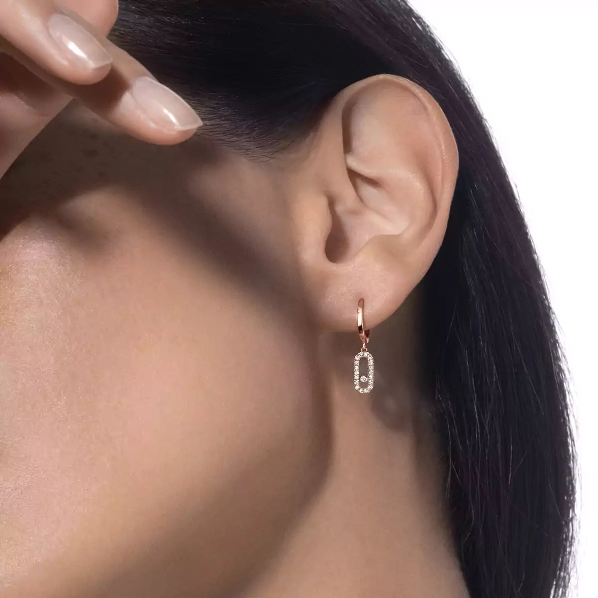 [Eterna Jewels]Move Uno Single Diamond Hoop Earring