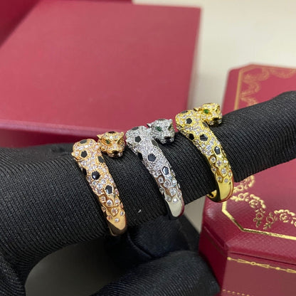 [Eterna Jewels]FULL DIAMOND DOUBLE LEOPARD HEAD RING