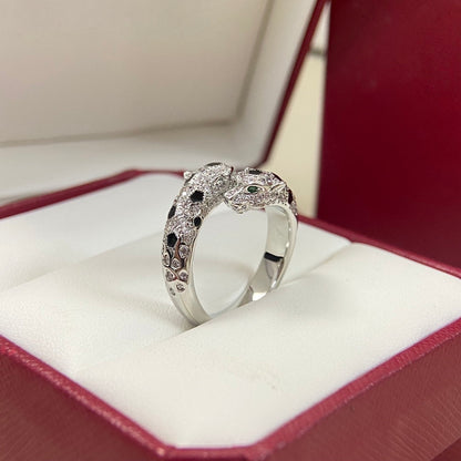 [Eterna Jewels]FULL DIAMOND DOUBLE LEOPARD HEAD RING