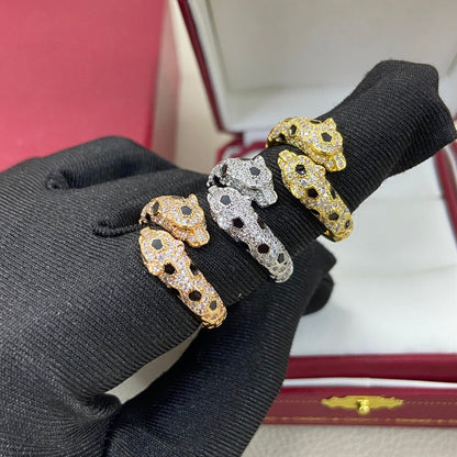 [Eterna Jewels]FULL DIAMOND DOUBLE LEOPARD HEAD RING