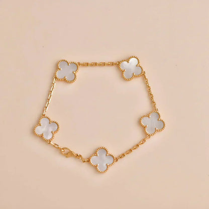 [Eterna Jewels]CLOVER WHITE PEARL MOP 5 MOTIF BRACELET COLLECTION