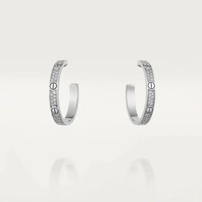 [Eterna Jewels]LOVE DIAMOND SILVER HOOP EARRINGS