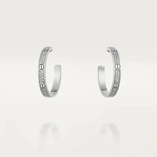 [Eterna Jewels]LOVE DIAMOND SILVER HOOP EARRINGS