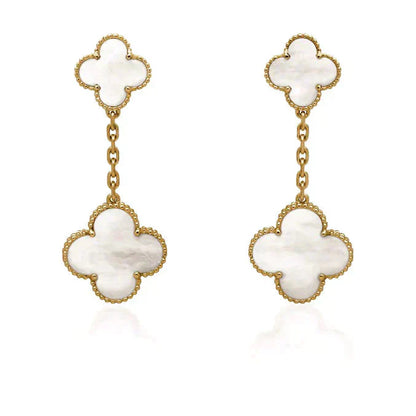 [Eterna Jewels]CLOVER 2 MOTIF WHITE MOP EARRINGS
