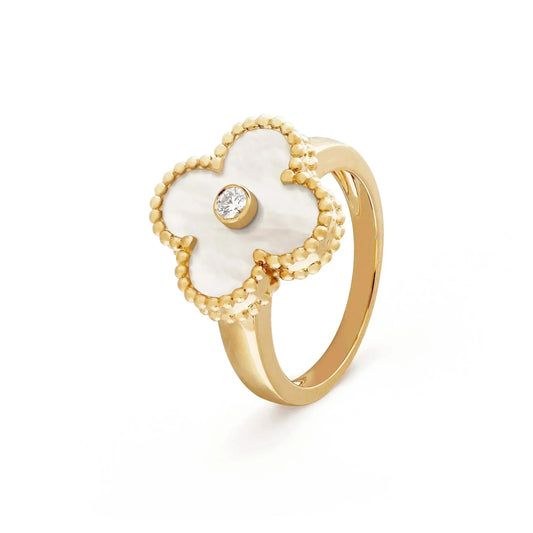 [Eterna Jewels]CLOVER PINK MOP RING GOLD DIAMOND